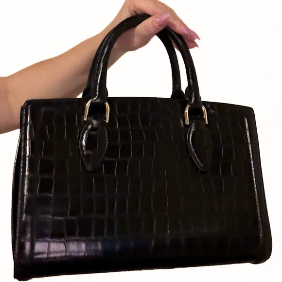 *EUC* Michael Kors Zoe Medium Crocodile-Embossed Leather Satchel - Picture 3 of 11